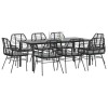 Gossi set de sufragerie de gradina 9 piese neagra sticla polirattan