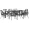 Gossi set de sufragerie de gradina 9 piese neagra sticla polirattan