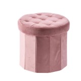 Cumpara ieftin Taburet catifea roz 38 x 36 cm