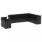 Set canapele de gradina cu perne, 10 piese, negru, poliratan