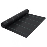 Membrana Antiburuieni vidaXL, 1 x 10 m, PP, Negru, Antiradacini, 60 g/m&sup2;