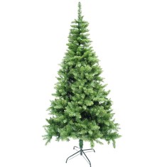 Brad artificial clasic de craciun 2.1m, interior/exterior, diametru 106 cm, 663 ramuri, suport metalic inclus, verde