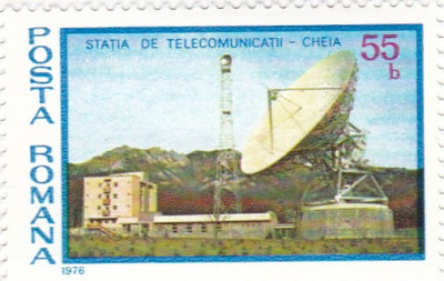 ROMANIA 1977 LP 930 STATIA DE TELECOMUNICATII SPATIALE CHEIEA MNH foto