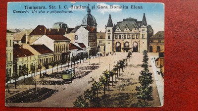 Timisoara str. I.C. Bratianu si gara Domnita Elena C.P. necirc. foto