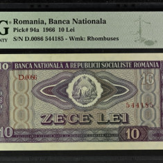 10 lei 1966 gradata PMG 65 EPQ Gem Unc