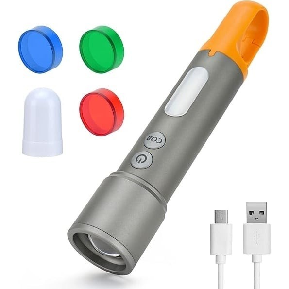 Lanterna LED, reincarcabile USB-C, cu 800 lumeni, cu comutator dublu, 9 moduri, IP65, lumini portabile, rezistente la apa, pentru urgente, camping, gr
