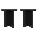 vidaXL Masă laterală 2 pcs Stejar Negru &Oslash; 39 x 38 cm Lemn prelucrat 8001082