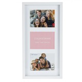 Rama foto decorativa, Callena, cu passepartout, lemn, tip colaj, alb, 27 x 52cm