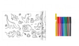 Cumpara ieftin Rola de desen pentru copii cu dinozauri si 12 carioci Alyazhi, 30 x 300 cm, 3 +