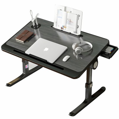 Stand laptop multifunctional tip masuta, Linomag&amp;reg;, Reglabil, Pliabil, 60cm x 40cm x 27cm ~ 40cm, Suport carte, Suport tableta, Sertar depozitare, Negr foto