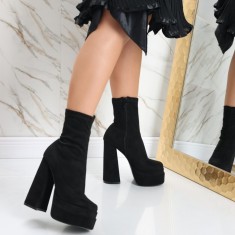 Botine Dama Negre din Piele Ecologica Intoarsa Bermica, 39