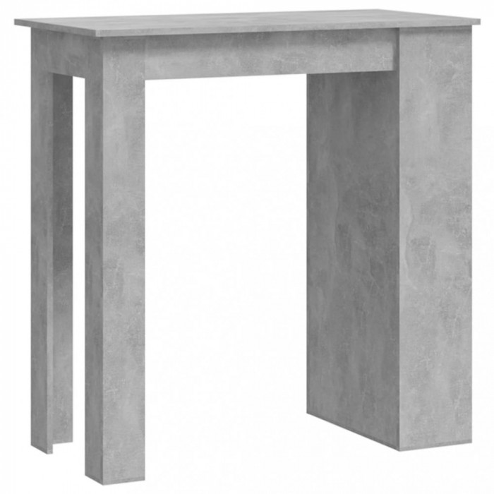 Masă de bar cu raft de depozitare, gri beton, 102x50x103,5 cm