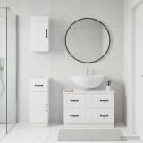 Cumpara ieftin Set de cabinet pentru baie cu 3 piese HOORN Alb foarte lucios