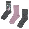 șosete Damă Set 3 Perechi, Gri Multicolor, Modele Dots și Inimi, Oem
