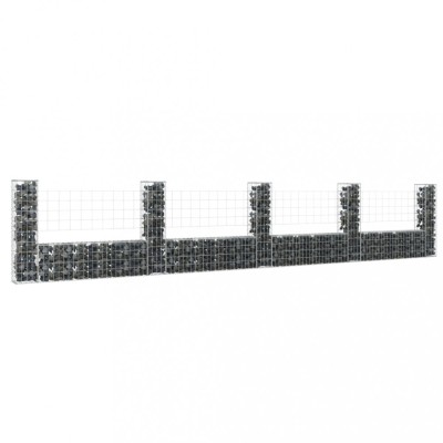 Gossi cos de gabion in forma de u cu 5 stalpi, 500x20x100 cm, fier foto