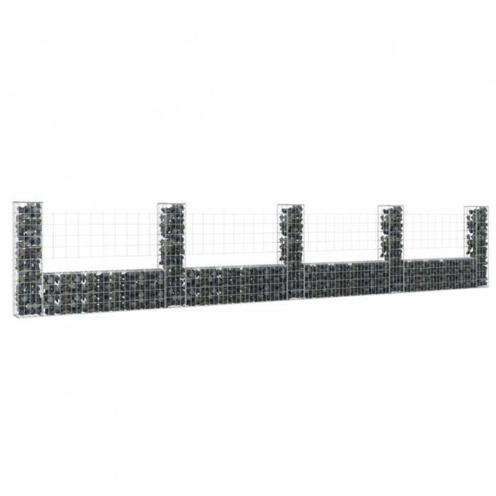 Gossi cos de gabion in forma de u cu 5 stalpi, 500x20x100 cm, fier