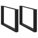 VidaXL Picioare pentru măsuță de cafea &icirc;n formă de U, 2 buc., negru, 70x(42-43) cm, oțel