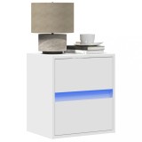 VidaXL Noptiere montate pe perete cu lumini LED, 2 buc., alb