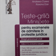 TESTE - GRILA , MINISPETE PENTRU EXAMENELE DE ADMITERE IN PROFESIILE JURIDICE , DREPT PROCESUAL CIVIL de ANDREA - ANNAMARIA CHIS ..ROXANA DAN , 2019