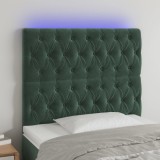 Cumpara ieftin Tăblie de pat cu LED, verde &icirc;nchis, 100x7x118/128 cm, catifea