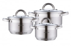 Set oale inox 6 piese Bohmann 5.0L, 3.9L 2.9L, 7 straturi, inductie, capace sticla, inox foto