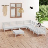 Cumpara ieftin Gossi set mobilier de gradina, 8 piese, alb, lemn masiv de pin