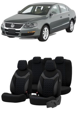 Set huse scaune SAPPHIRE compatibile VW Passat B6 (2005-2010)Piele+Textil (ALBASTRU) foto