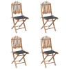 Set mobilier de exterior pliabil, cu perne, 5 piese, bambus