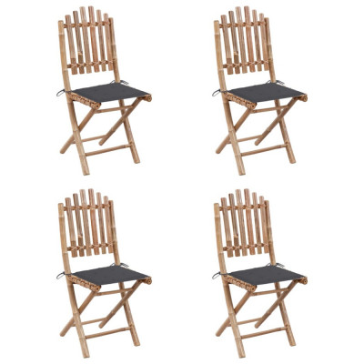 Set mobilier de exterior pliabil, cu perne, 5 piese, bambus foto