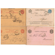 1879-1886 - Lot 4 carti postale, intreguri, circulate