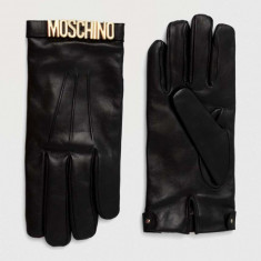 Moschino manusi de piele femei, culoarea negru