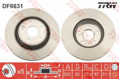 Disc frana MERCEDES CLA Cupe (C117) (2013 - 2016) TRW DF6631 foto