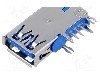 Conector USB A, versiune USB 3.0, in unghi 90&deg;, lateral, MOLEX - 48404-0003