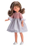 Papusa Celia cu Rochita Gri cu Roz 30cm, Asivil