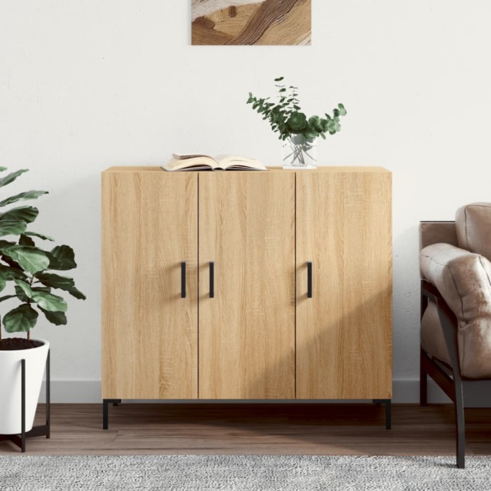 vidaXL Servantă, stejar sonoma, 90x34x80 cm, lemn compozit