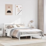 VidaXL Cadru de pat fără saltea, alb, 140x200 cm, lemn masiv pin