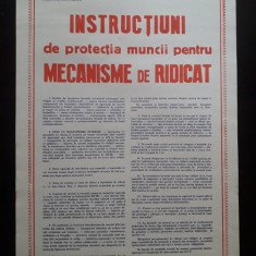 HST Afiș pe hârtie protecția muncii România comunistă