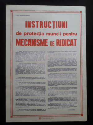 HST Afiș pe h&amp;acirc;rtie protecția muncii Rom&amp;acirc;nia comunistă foto