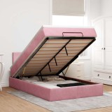 vidaXL Cadru de pat otoman cu saltea, catifea roz 120x200cm 3311698