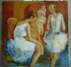 P32. Tablou, Balerine, 2019, acrilic pe panza, ne-inramat, 60 x 60 cm, Scene gen, Impresionism