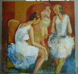 P32. Tablou, Balerine, 2019, acrilic pe panza, ne-inramat, 60 x 60 cm, Scene gen, Impresionism, RavariuArt