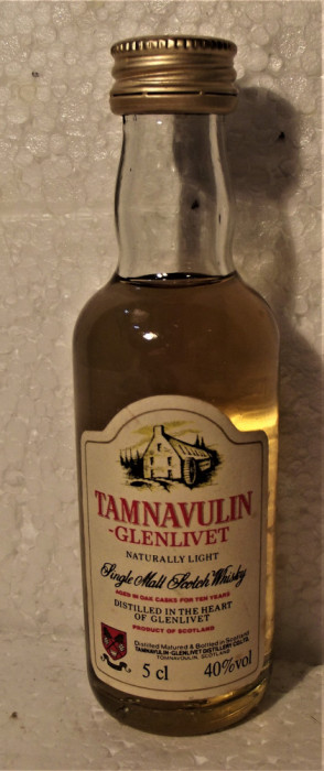 RARE WHISKEY miniaturi TAMNAVULIN,GLENLIVET, 10YO, SINGLE MALT CL 5 GR 40