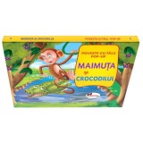 Poveste cu t&acirc;lc pop-up. Maimuţa şi crocodilul - Board book - Aramis