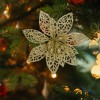 Ornament de Craciun - cu cleme - floare cu sclipici - auriu - 3 buc/pachet Best CarHome
