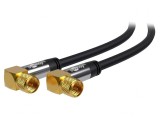 Cablu Coaxial 75&Omega; 5m Mufă Unghi F Ambele Părți PVC Negru, Goobay