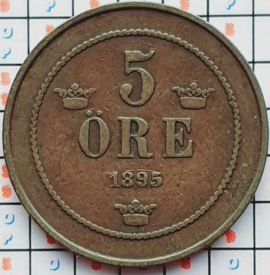 Suedia 5 ore 1895 - Oscar II (large letters) - km 757 - D001 foto