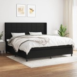 Cumpara ieftin Pat box spring cu saltea, negru, 200x200 cm, textil