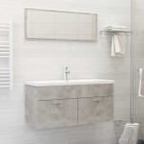 Set mobilier de baie, 2 piese, gri beton, PAL