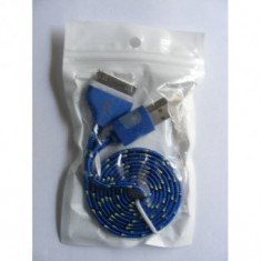 CABLU DE DATE SNUR APPLE IPHONE 4 CU LED BLUE