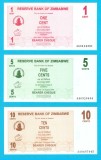 Zimbabwe SET 3x (pick 33+34+35) 1+5+10 Cents 2006 UNC